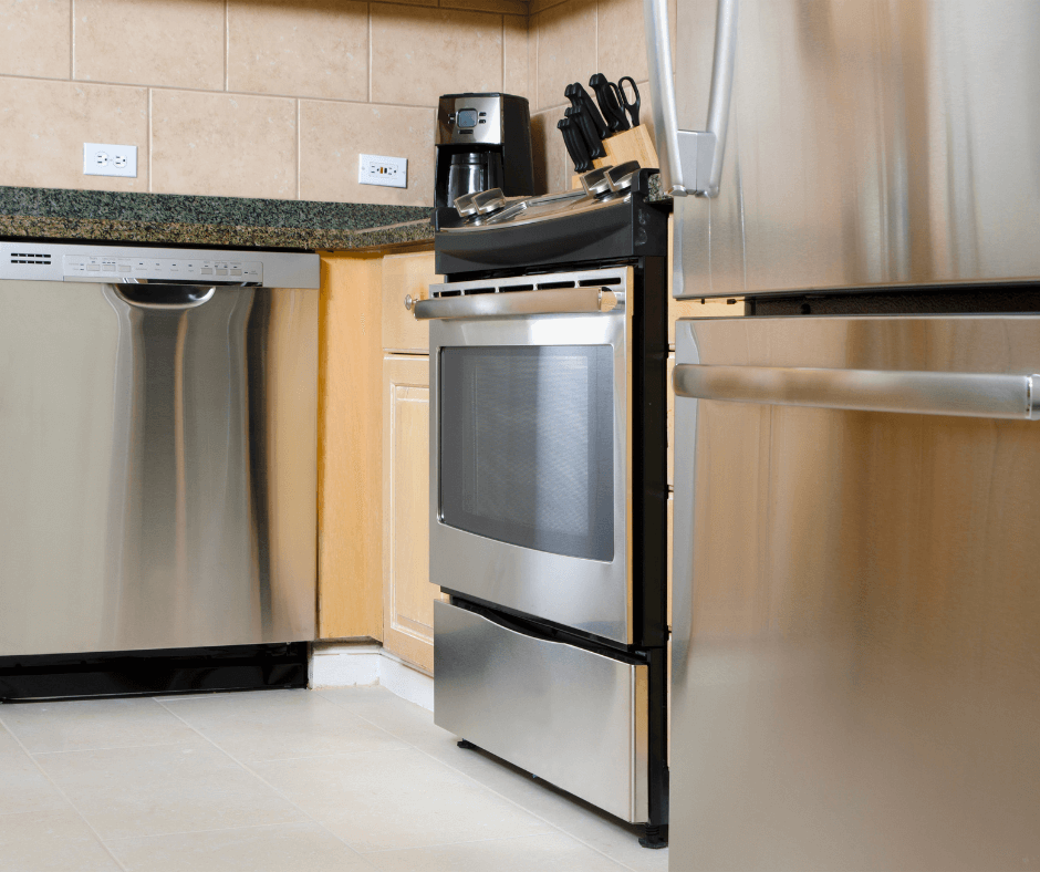Dishwasher, stove and refrigerator